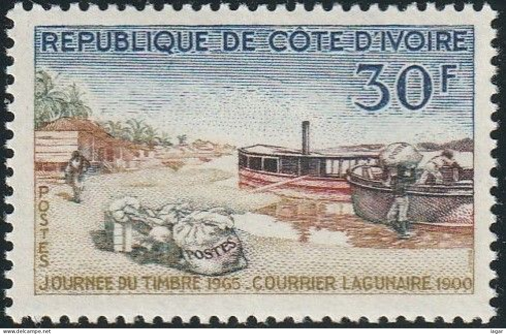 THEMATIC STAMP DAY:  LAGOON POST IN 1900   -    COTE D'IVOIRE - Stamp's Day