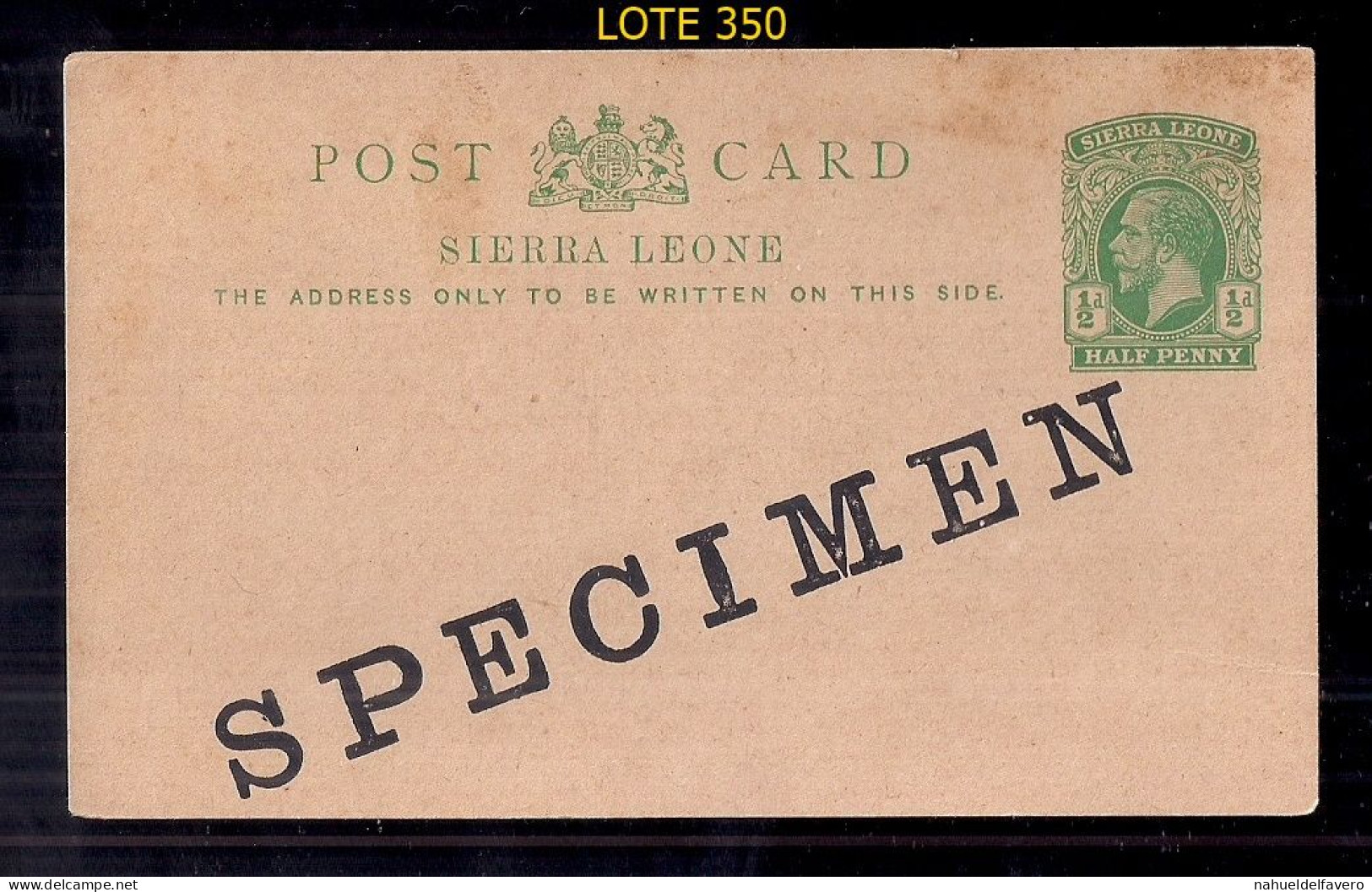 COLONIE BRITANNIQUE DE SIERRA LEONE CARTE POSTALE ENTIÈRE AVEC SPÉCIMEN D'IMPRESSION D'ENVELOPPE - Sierra Leone (...-1960)