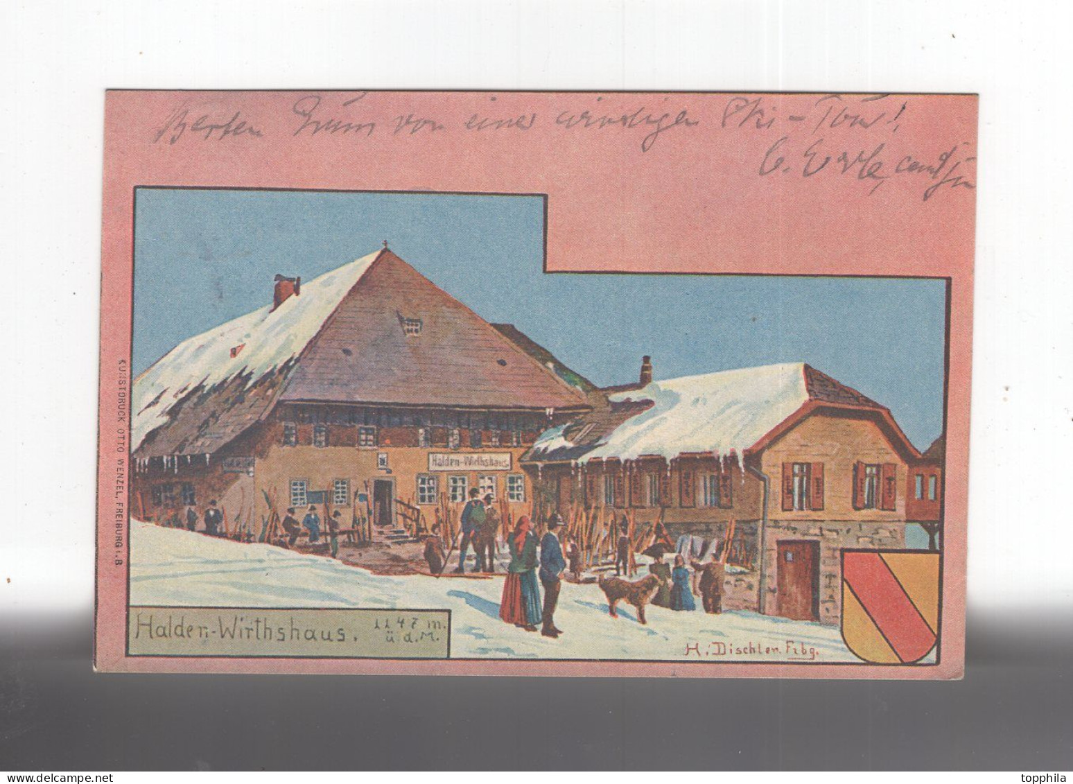 1903 Dt. Reich Künstlerkarte Oberried  Wirtshaus Haldenhof Nach Einem Gemälde Von H. Dischler - Kirchzarten