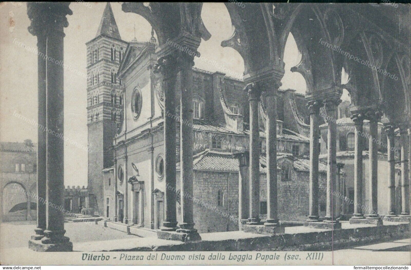 Cs518  Cartolina Viterbo Citta' Piazza Del Duomo Visto Dalla Loggia Papale 1936 - Viterbo