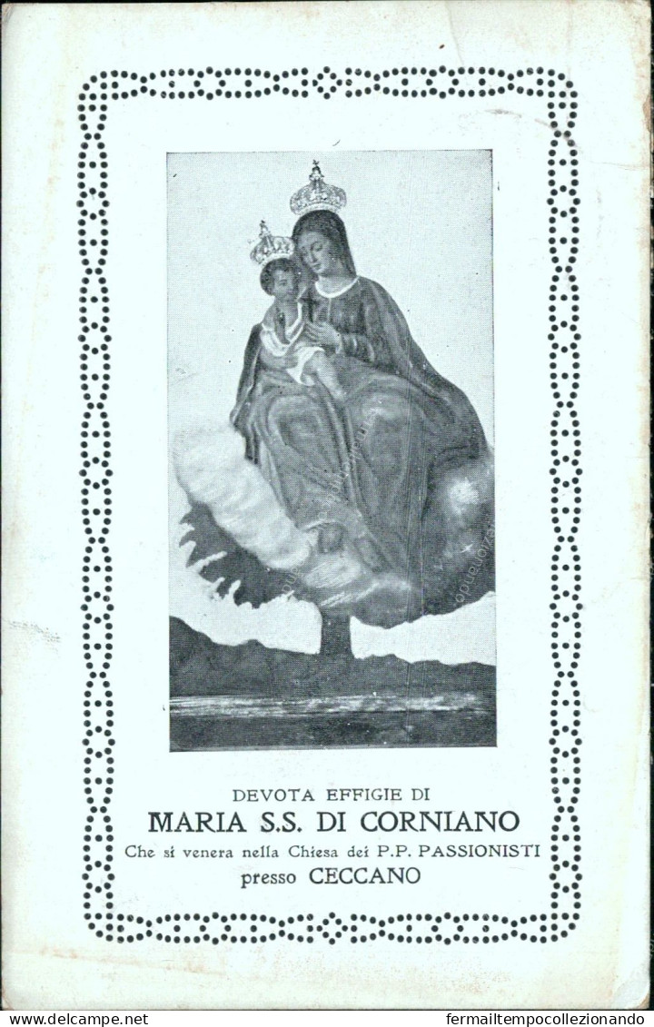 Cs516  Cartolina Ceccano Devota Effige S.s.di Corniano Provincia Di Frosinone - Frosinone