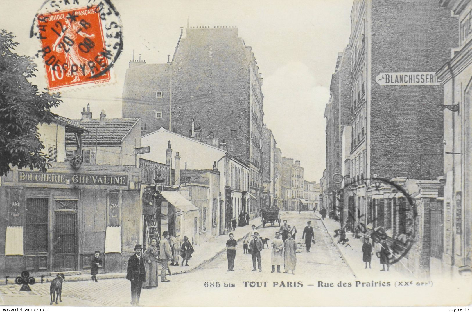 CPA. [75] > TOUT PARIS > N° 685 Bis - RUE DES PRAIRIES - ALLUMEUR DE REVERBERE - (XXe Arrt.) - 1909 - TBE - Arrondissement: 20