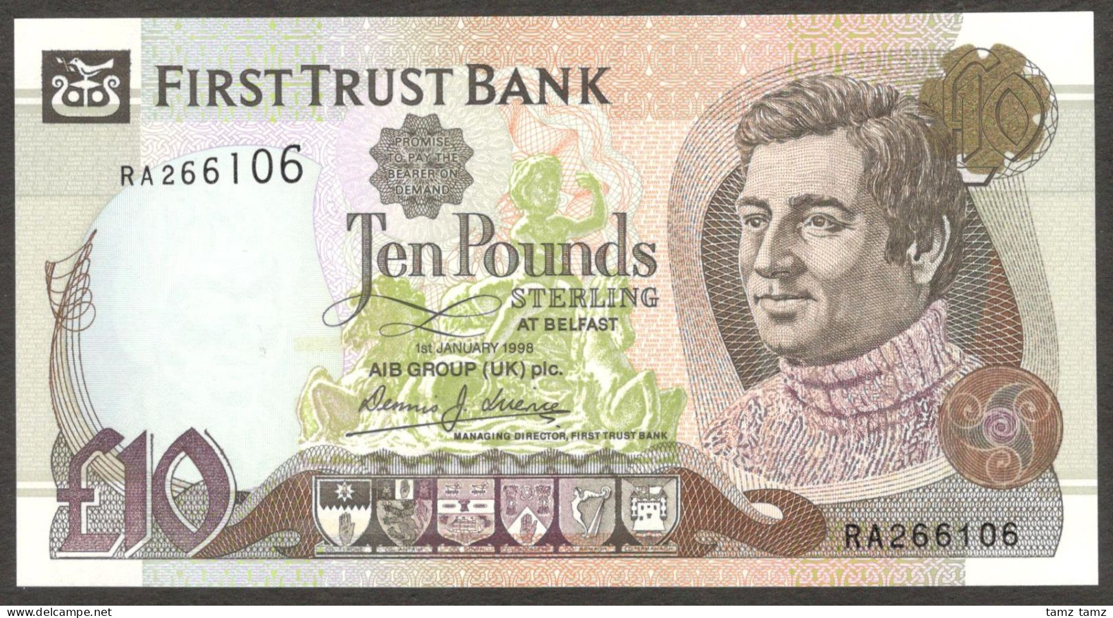 Northern Ireland 10 Pounds First Trust Bank P-136a 1998 GEM UNC - Irland