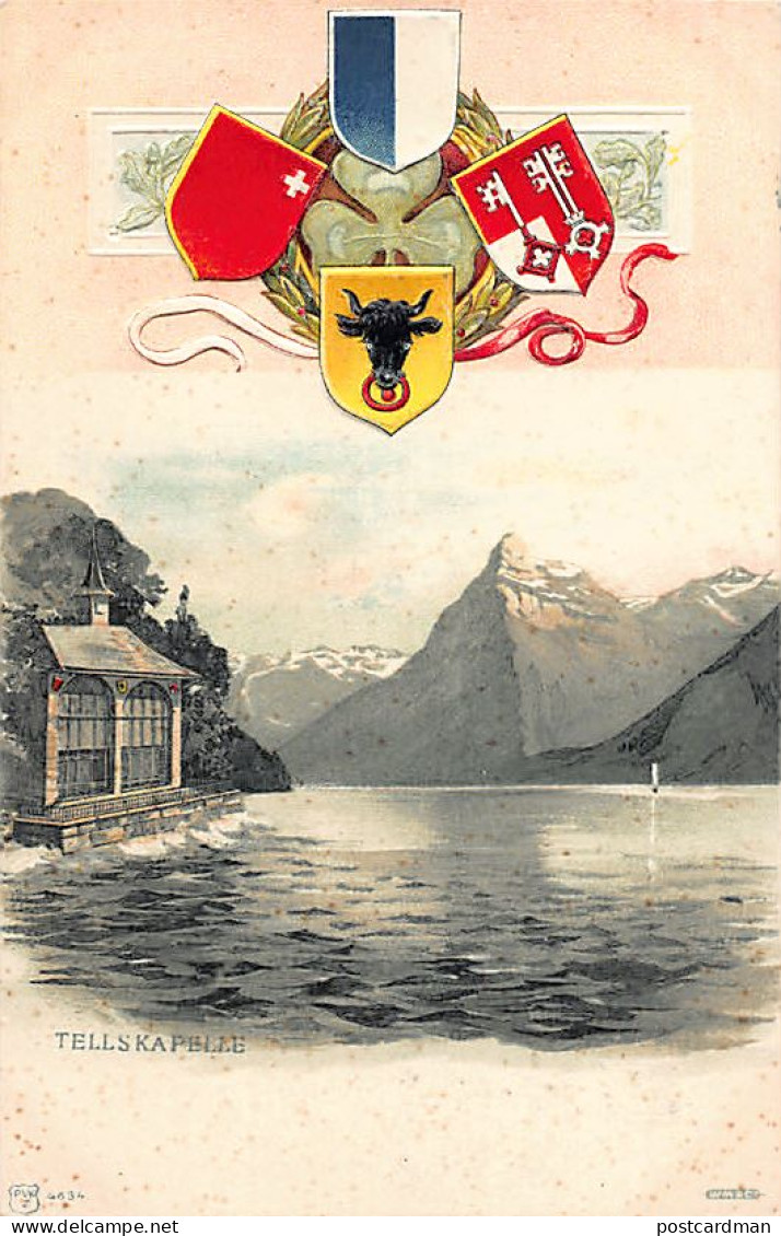 Schweiz - Sisikon (UR) Tellskapelle - Geprägte Schweizer WappenVerlag - PVKZ 4634 - Sisikon