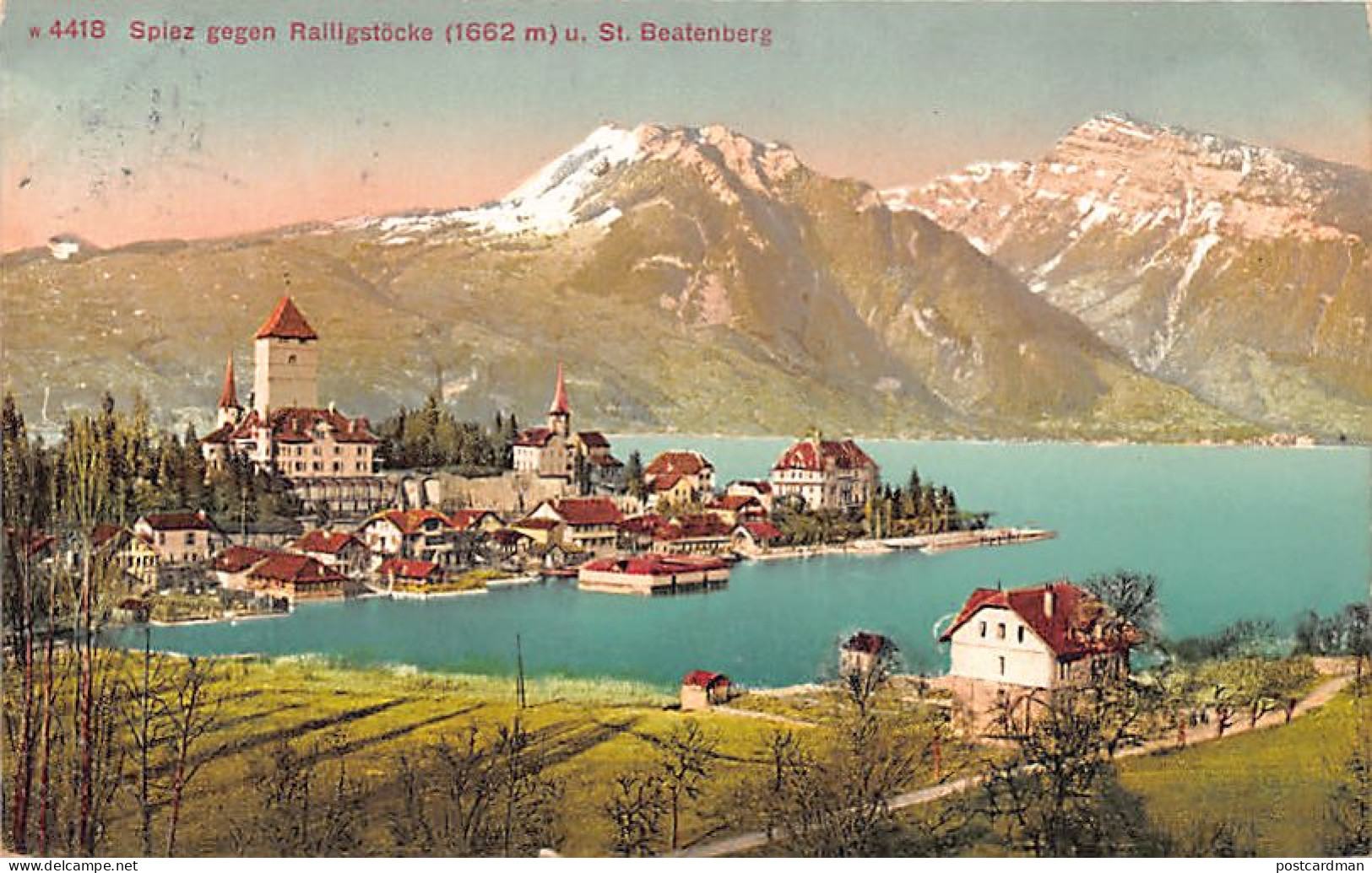 Schweiz - Spiez (BE ) Gesamtansicht Gegen Ralligstöcke - St. BeatenbergVerlag - Photoglob 4418 - Spiez