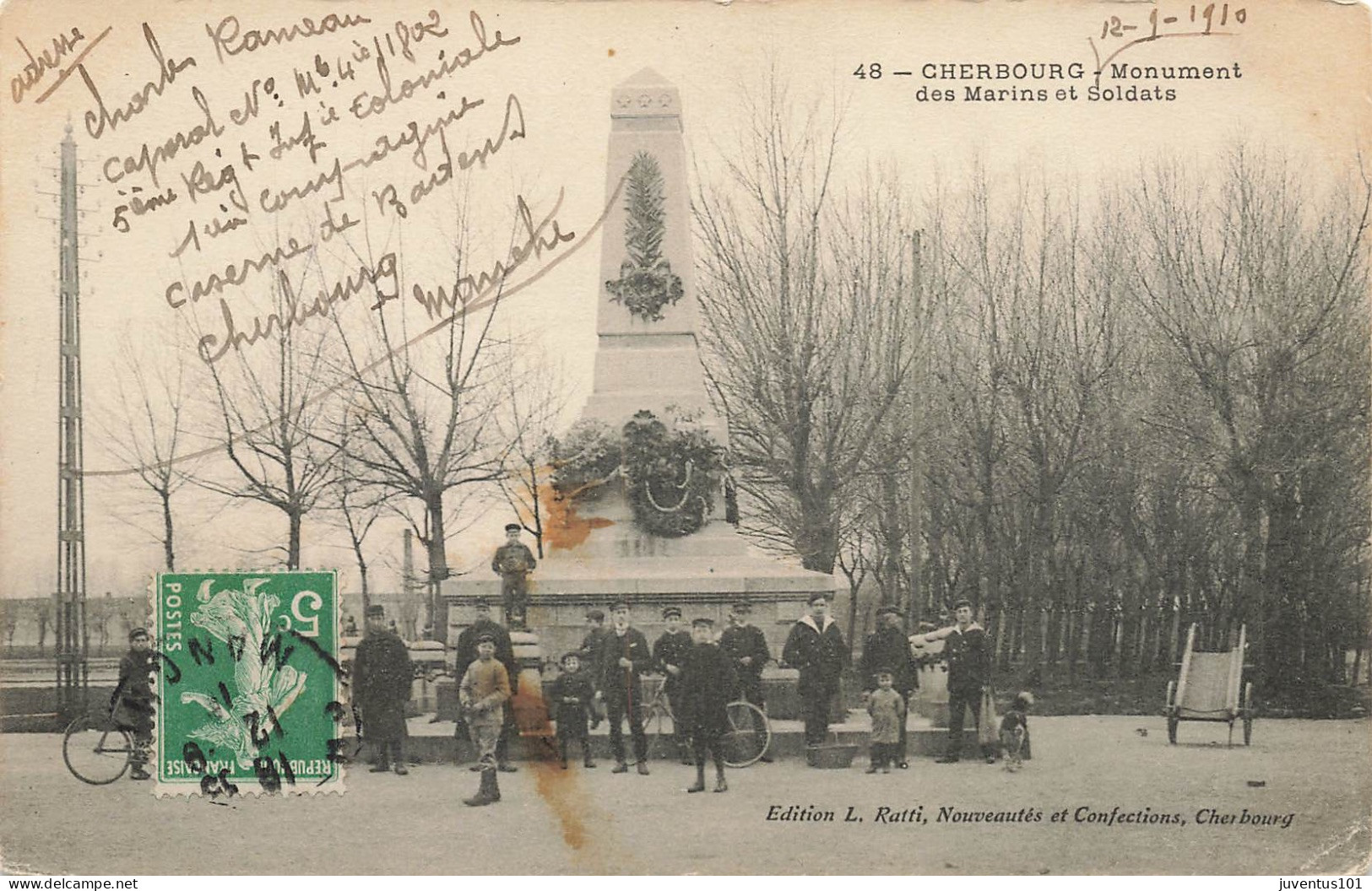CPA Cherbourg-Monument Des Marins Et Soldats-48-Timbre      L2917 - Cherbourg