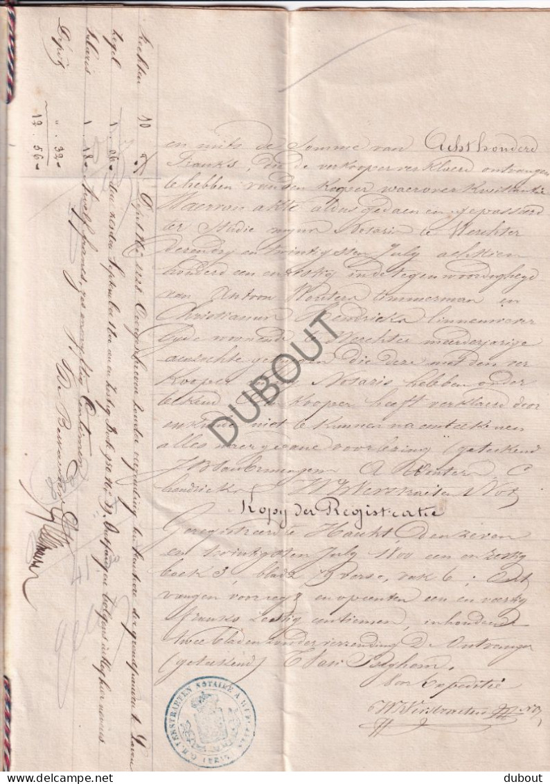 Notarisakte Werchter/Tremelo 1861 - Verkoop Stuk Grond Aan Fransiscus De Vadder, Wonende In Tremelo, Veldonck (V3123) - Manuscrits