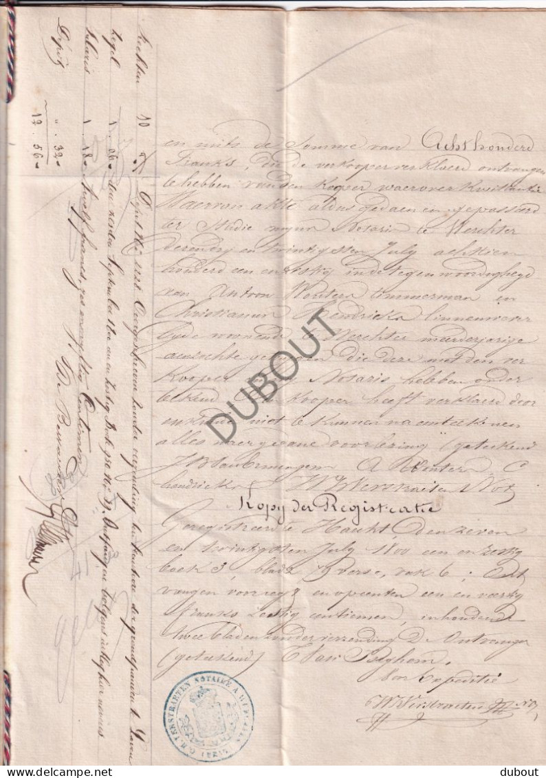 Notarisakte Werchter/Tremelo 1861 - Verkoop Stuk Grond Aan Fransiscus De Vadder, Wonende In Tremelo, Veldonck (V3123) - Manuscritos