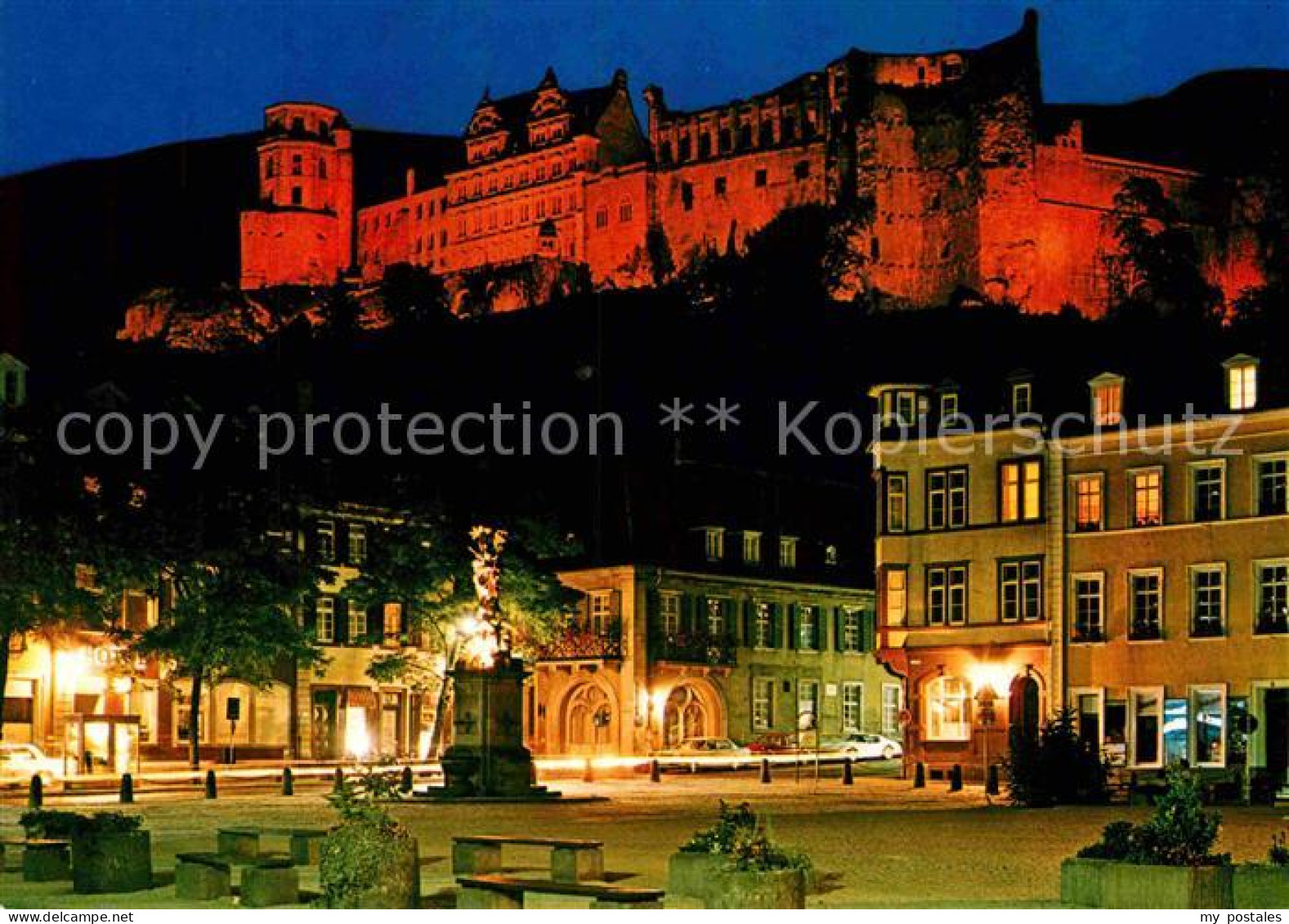 72782763 Heidelberg Neckar Kornmarkt Und Schloss Bei Nacht Heidelberg - Heidelberg