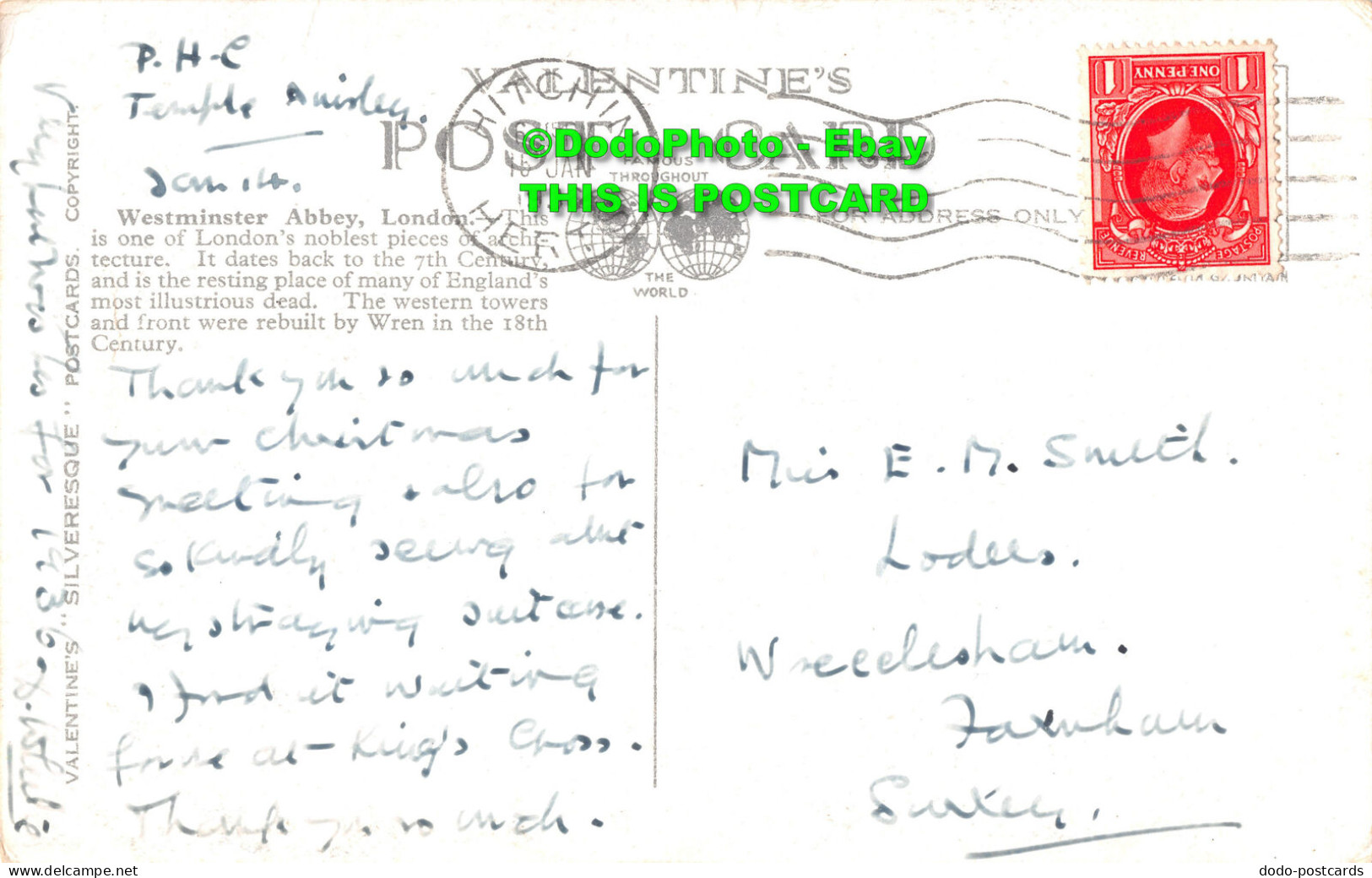 R359181 London. Westminster Abbey. West Towers. Valentine. Silveresque. 1936 - Other & Unclassified