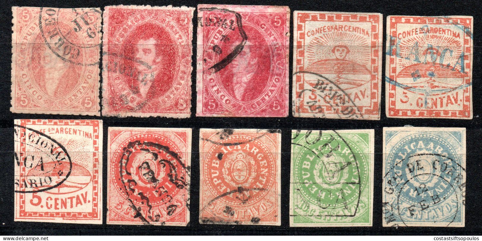 3222.1858-1867 10 CLASSIC STAMPS LOT, FEW FAULTS - Lots & Serien