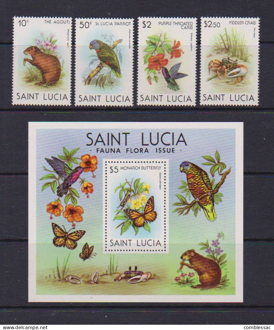 SAINT LUCIA    1981   Wildlife    Set  Of  4  +  Sheetlet     MNH - St.Lucie (1979-...)