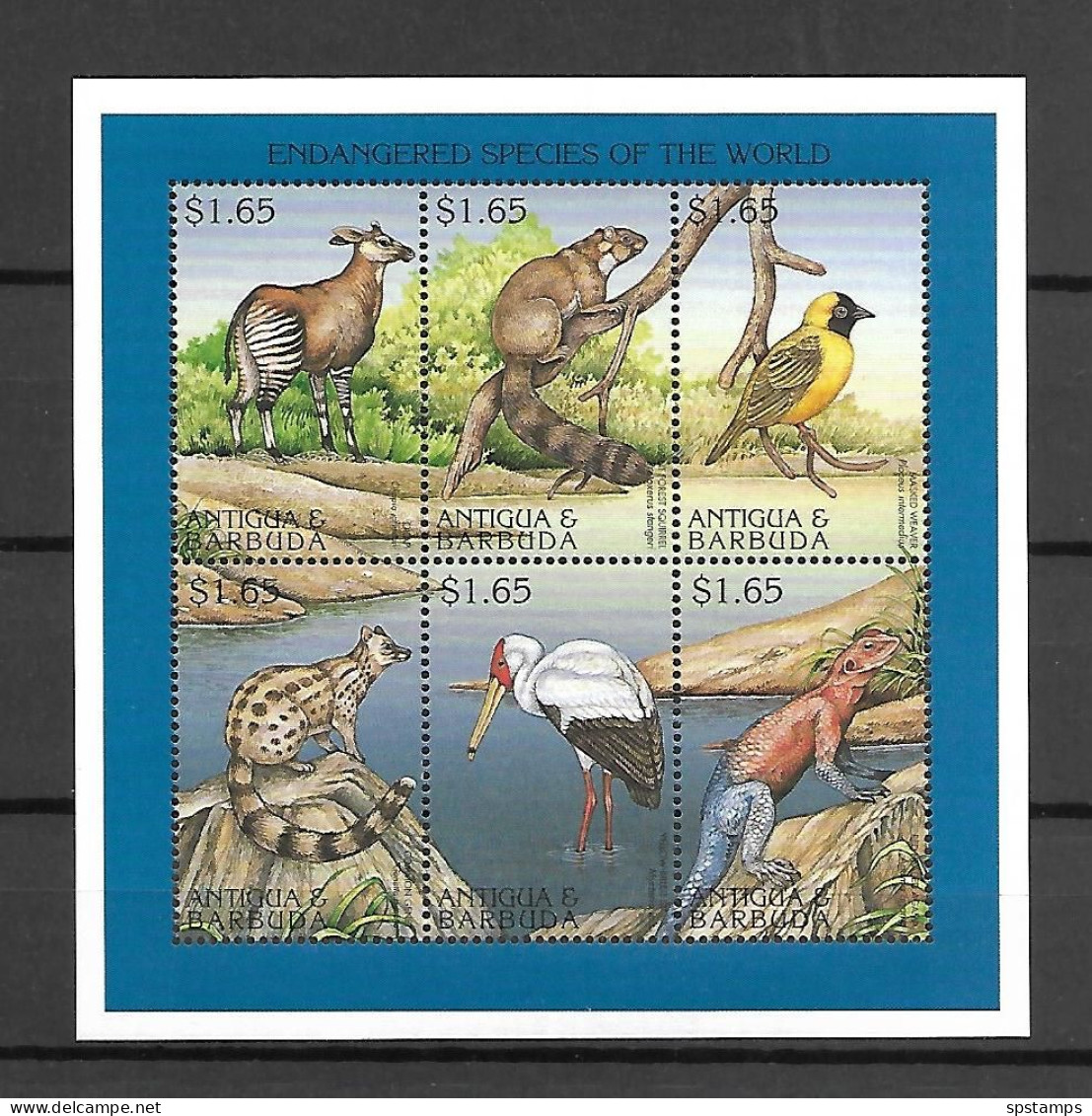 Antigua & Barbuda 1997 Animals - Endangered Species Sheetlet #2 MNH - Antigua And Barbuda (1981-...)