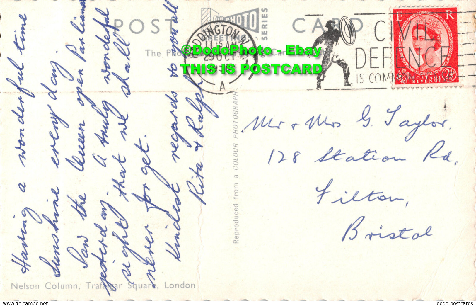 R359210 London. Trafalgar Square. Nelson Column. The Photographic Greeting Card. - Sonstige & Ohne Zuordnung