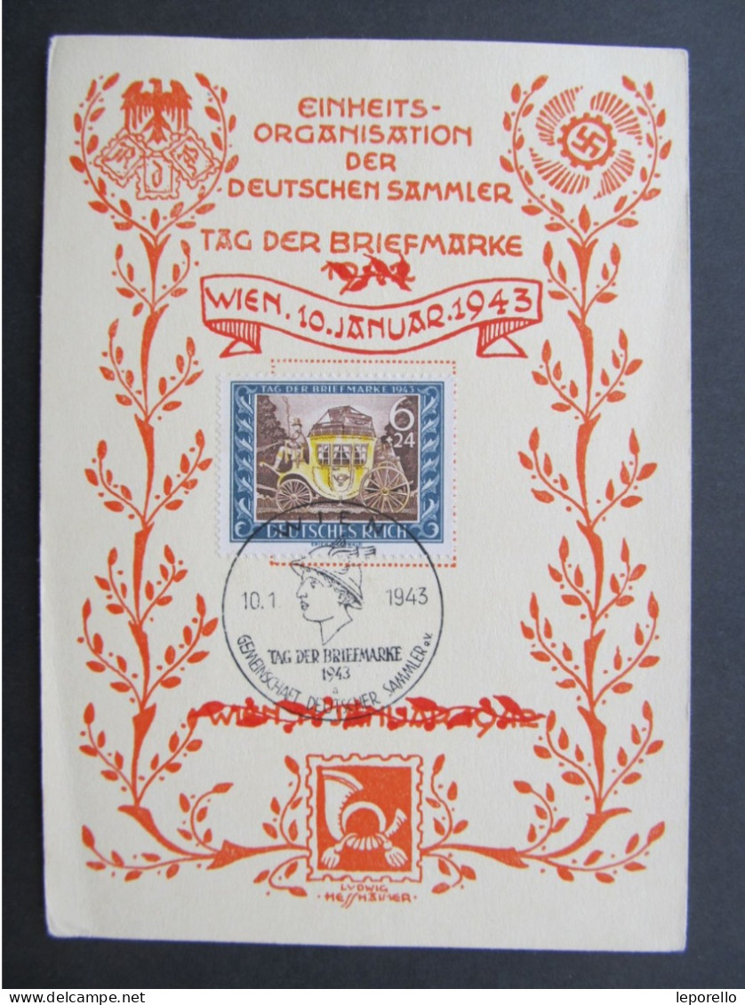 GEDENKBLATT Tag Der Briefmarke Deutsches Reich Wien 1943 // P9910 - Covers & Documents