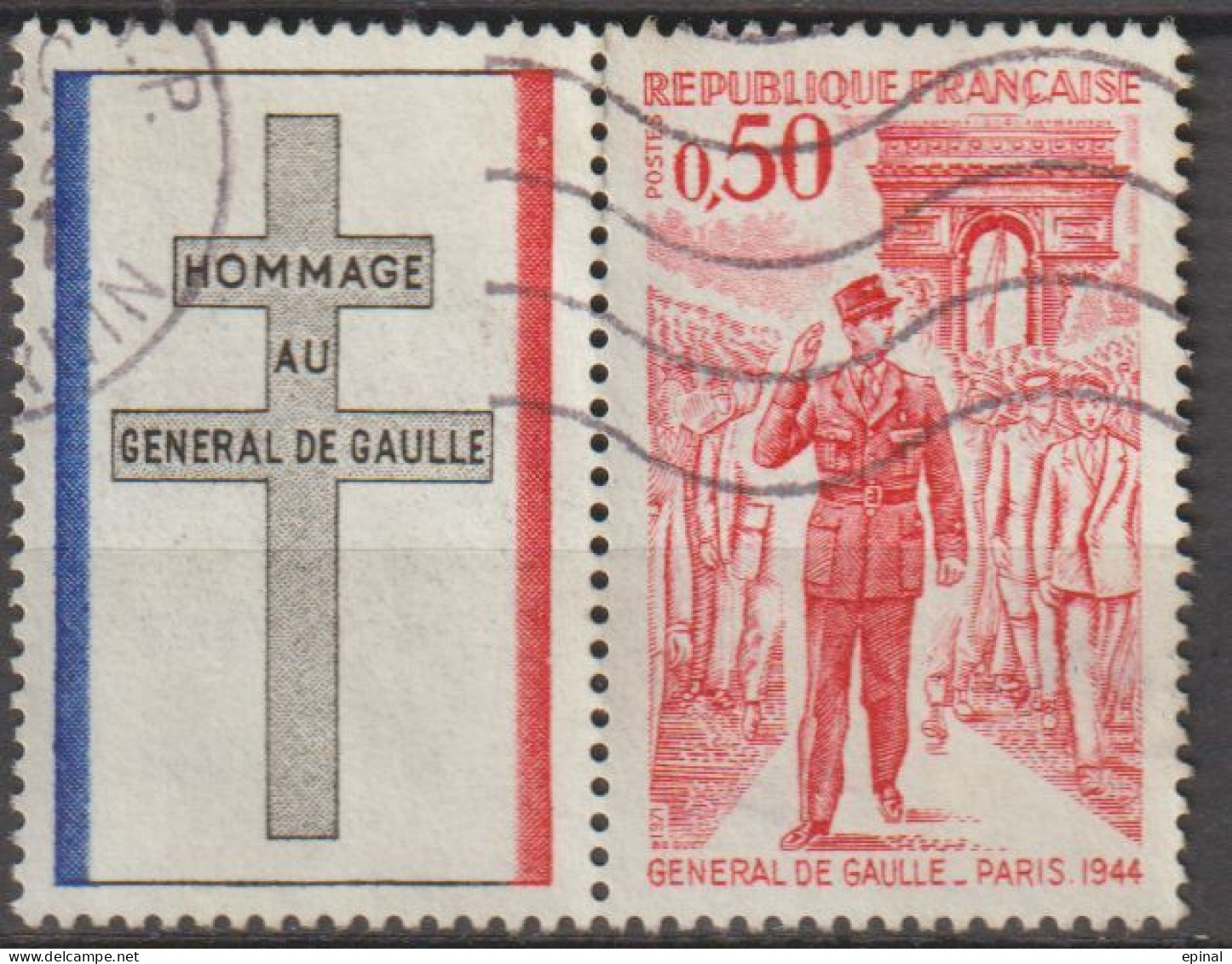 FRANCE : N° 1697 Oblitéré Avec Vignette (Anniversaire De La Mort Du Général De Gaulle) - PRIX FIXE - - Ungebraucht