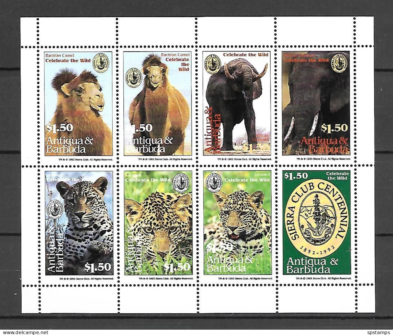 Antigua & Barbuda 1994 Animals - The 100th Anniversary Of Sierra Club Sheetlet #2 MNH - Sonstige & Ohne Zuordnung