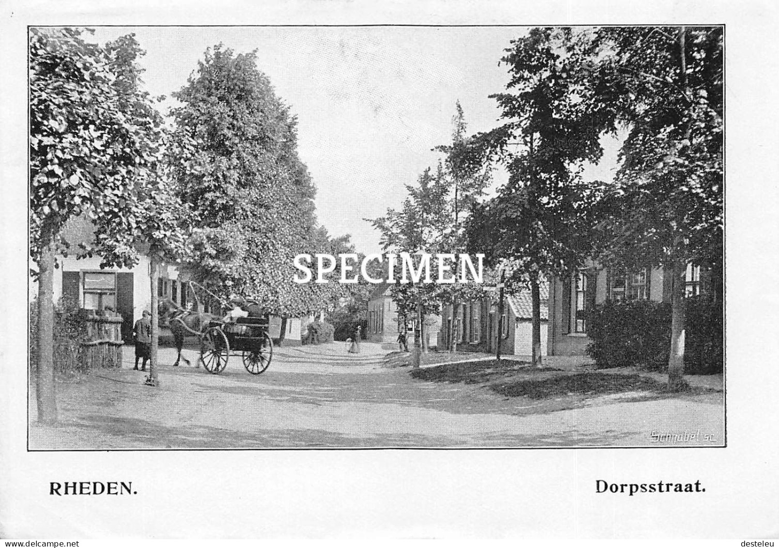 Prent - Dorpsstraat - Rheden - 8.5x12.5 Cm - Rheden