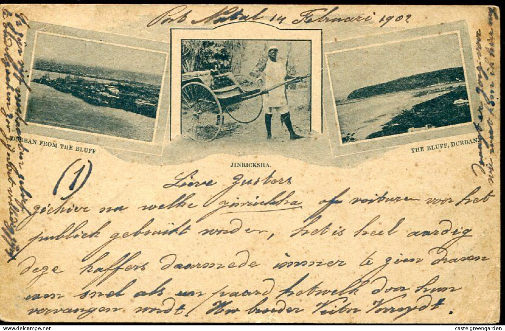 X0553 Natal(south Africa)stationert Card Circuled 1902 To Belgium,the Bluff Durban From Bluff,jinricksha - Natal (1857-1909)