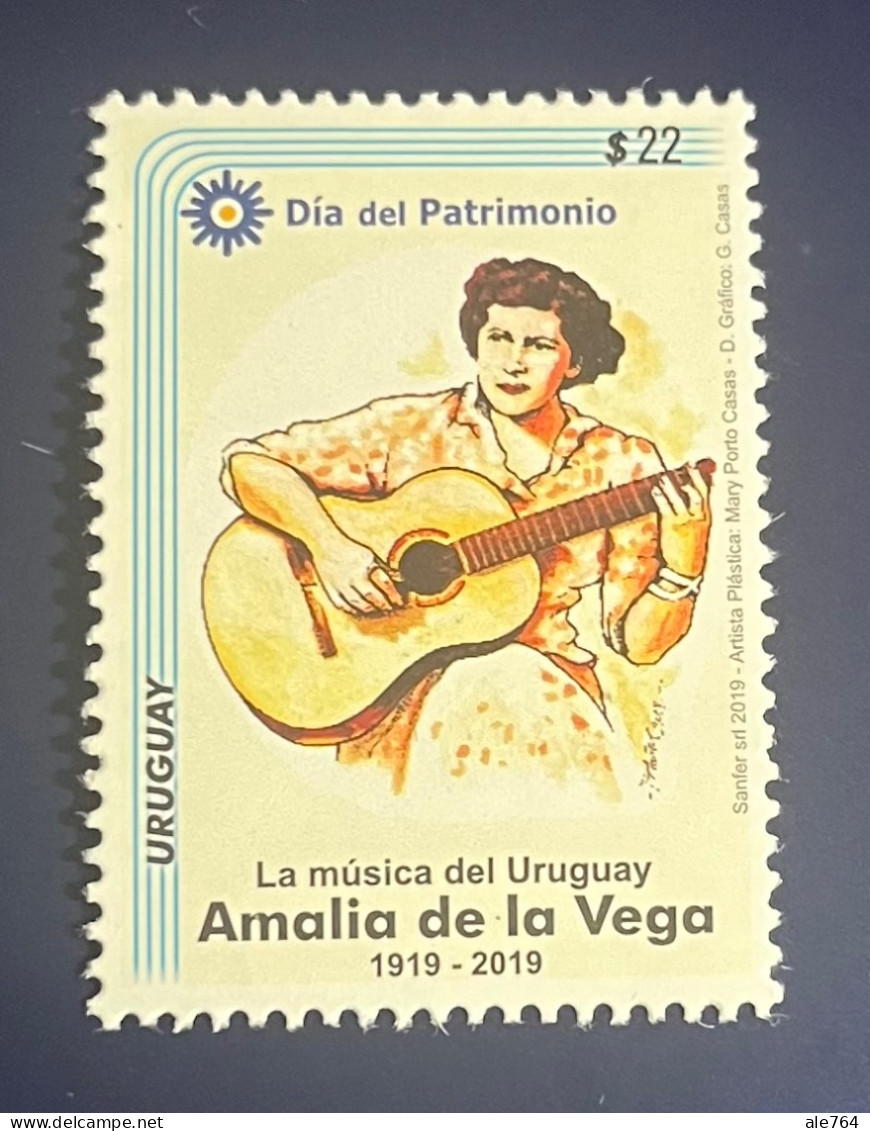 Uruguay 2019, Amalia De La Vega, Singer, Día Del Patrimonio, MNH. - Uruguay