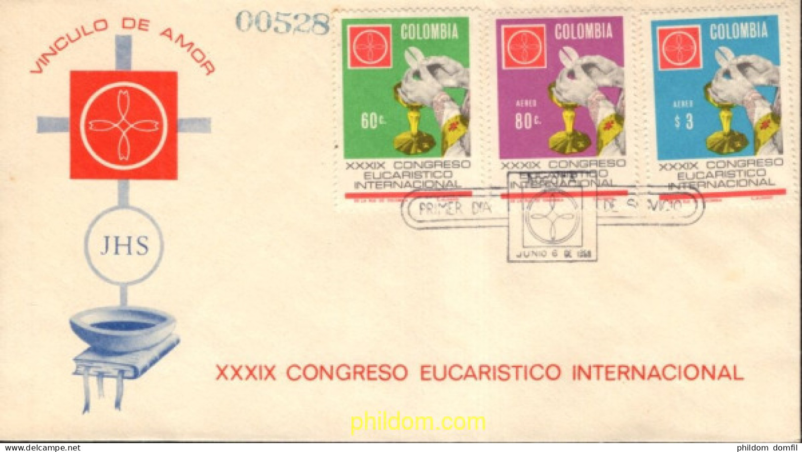 730829 MNH COLOMBIA 1968 39 CONGRESO EUCARISTICO INTERNACIONAL EN BOGOTA - Kolumbien