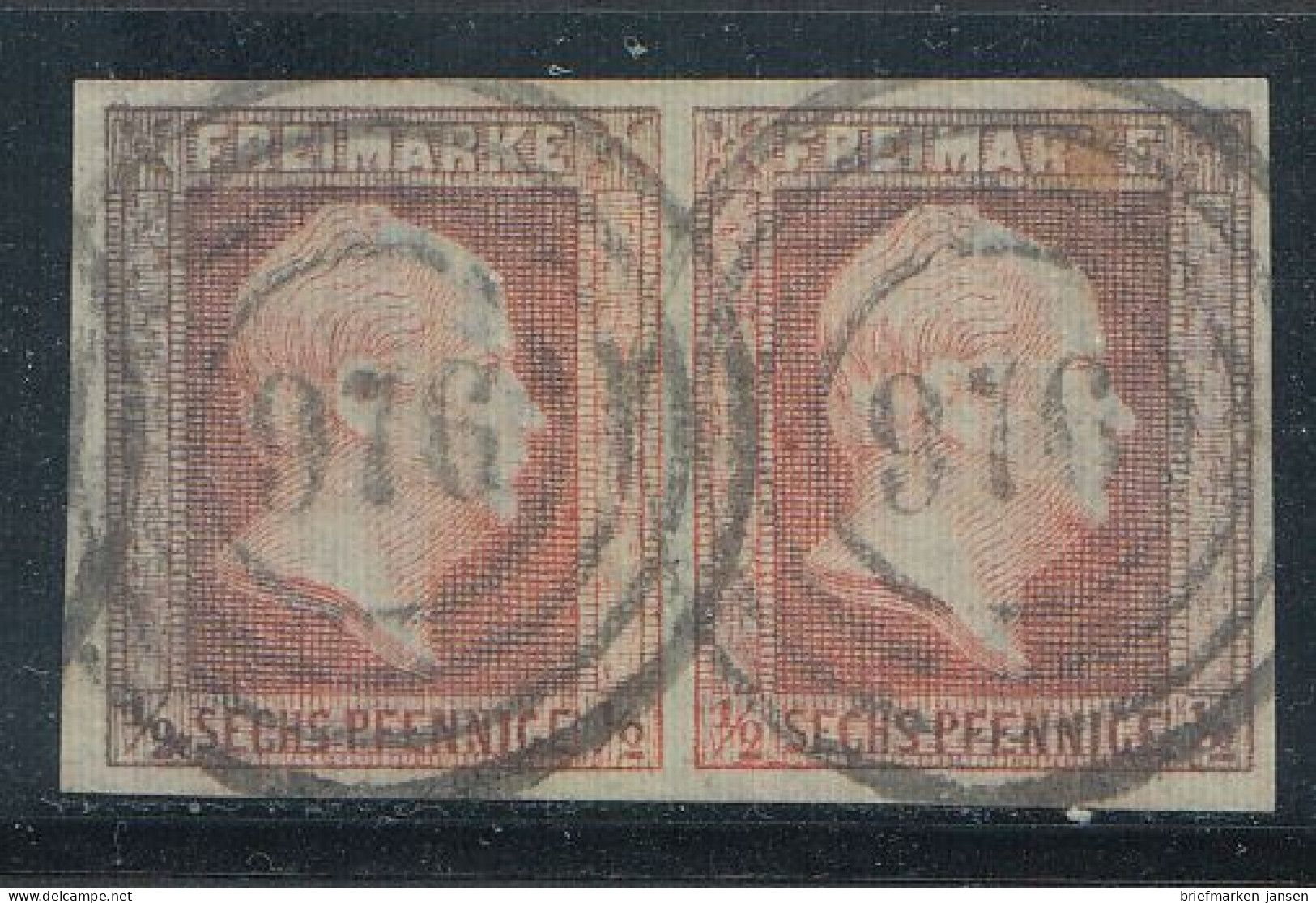 Preußen, Mi.Nr. 1, König Friedrich-Wilhelm IV., Paar, Geprüft "Flemming" - Afgestempeld