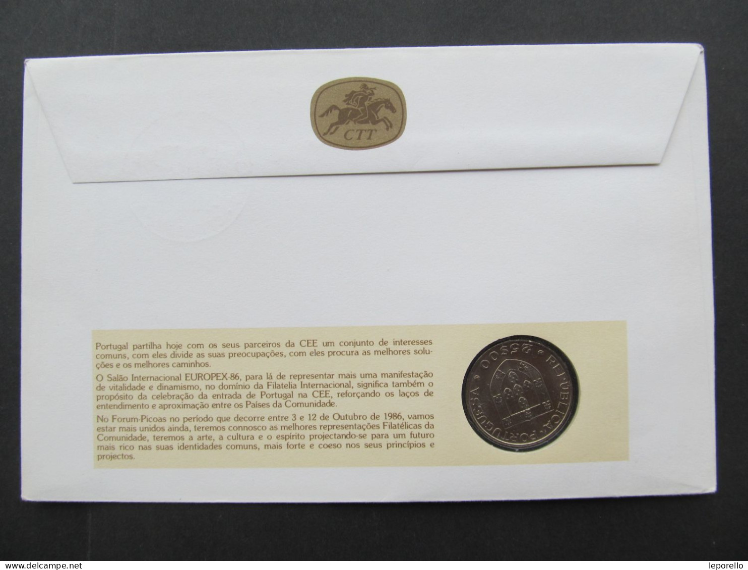 Münzbrief With Coin Portugal Europex 86  // P9904 - Briefe U. Dokumente