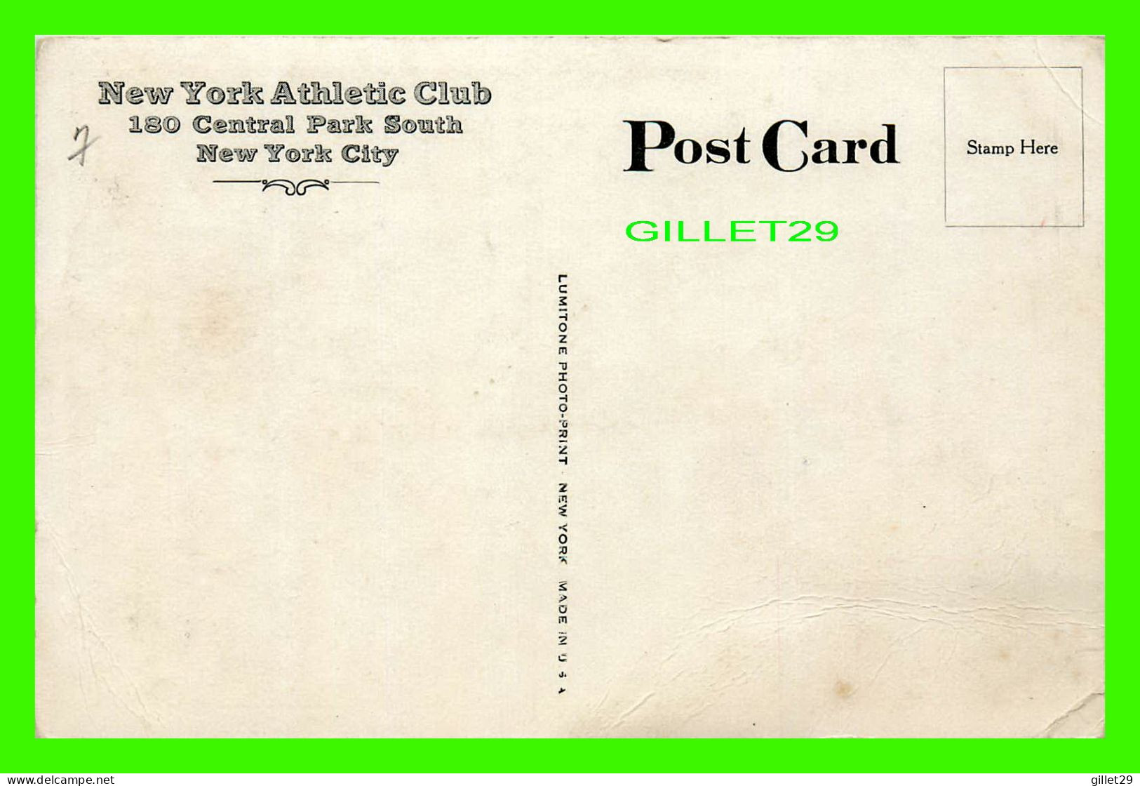 NEW YORK CITY, NY - NEW YORK ATHLETIC CLUB - CENTRAL PARK SOUTH - LUMITONE PHOTO-PRINT - - Andere Monumente & Gebäude