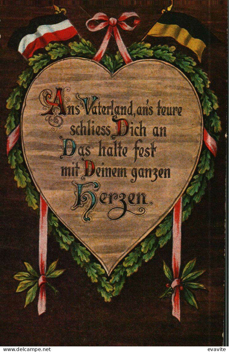 CPA  Allemande   Coeur Et 2 Drapeaux   HERZEN - Sonstige & Ohne Zuordnung