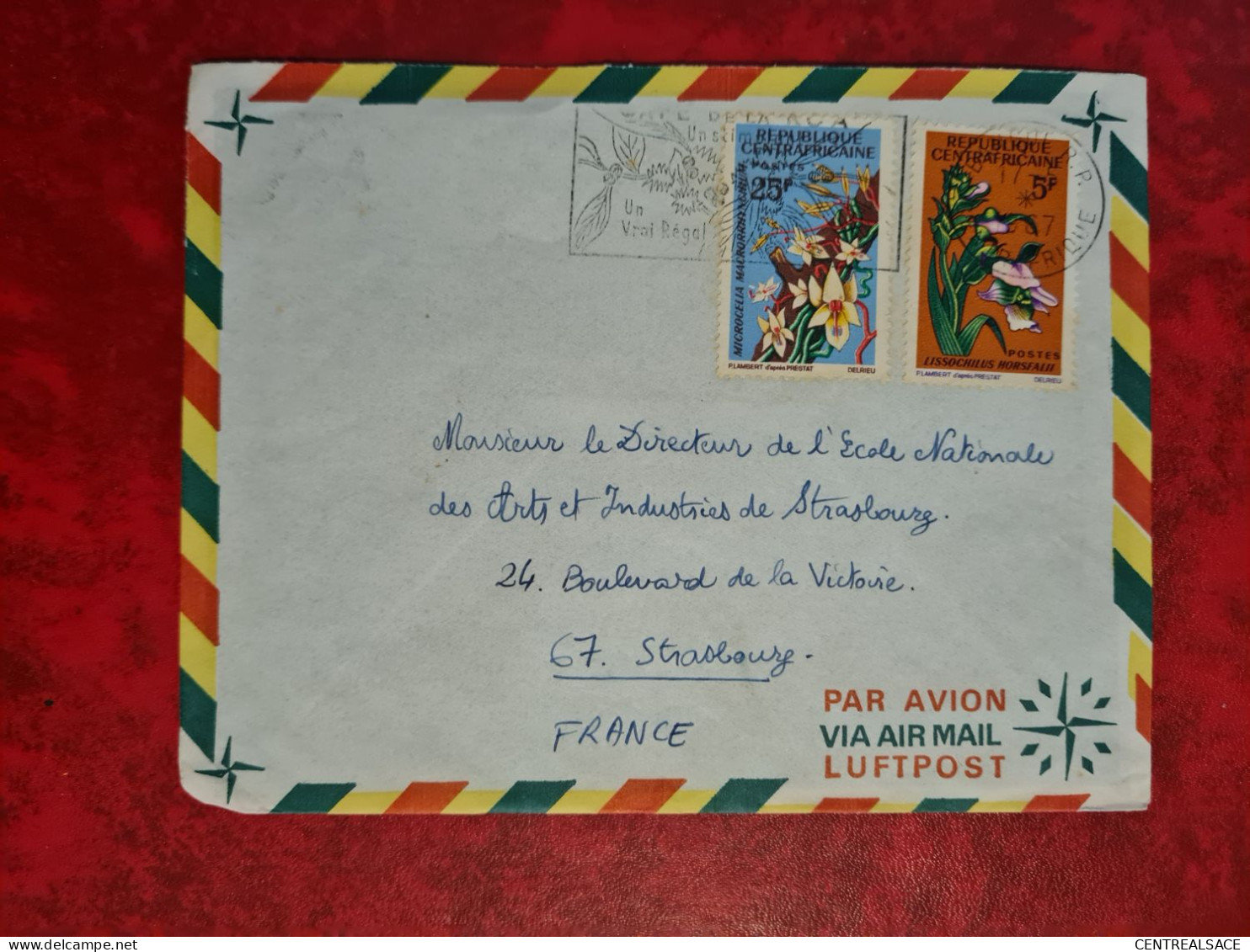 LETTRE  REPUBLIQUE CENTREAFRICAINE BANGUI FLEURS FLAMME - Central African Republic