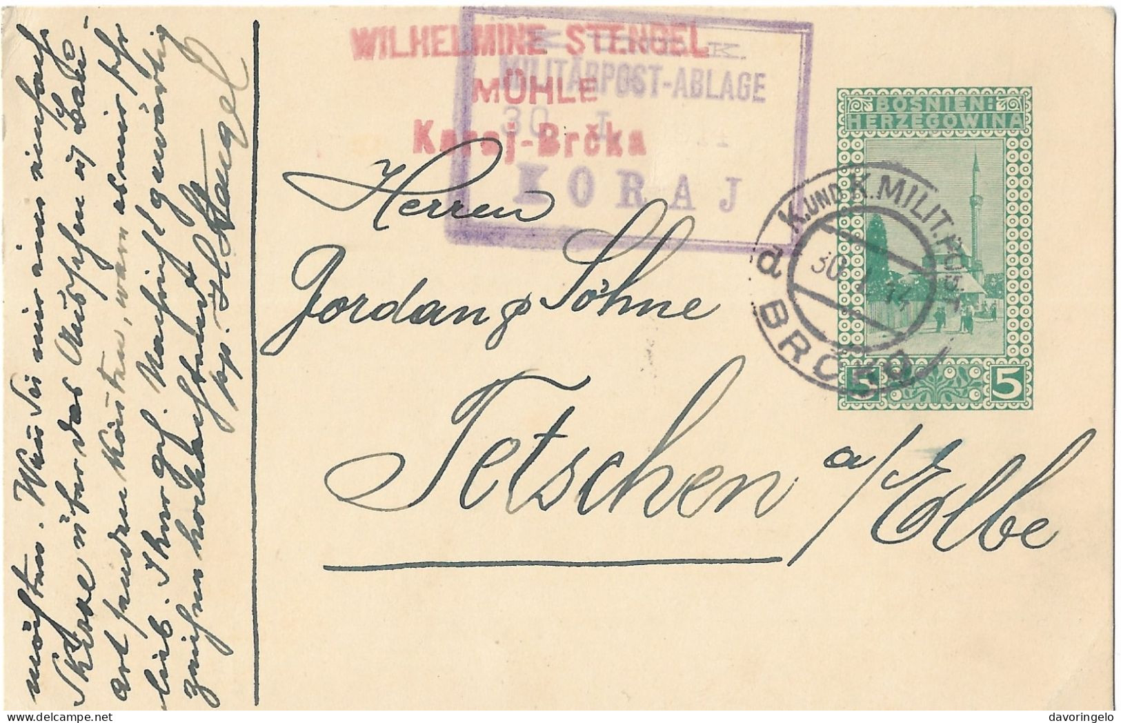 Bosnia-Herzegovina/Austria-Hungary, Postal Stationery-year 1914, Auxiliary Post Office/Ablage KORAJ, Type B1 - Bosnie-Herzegovine