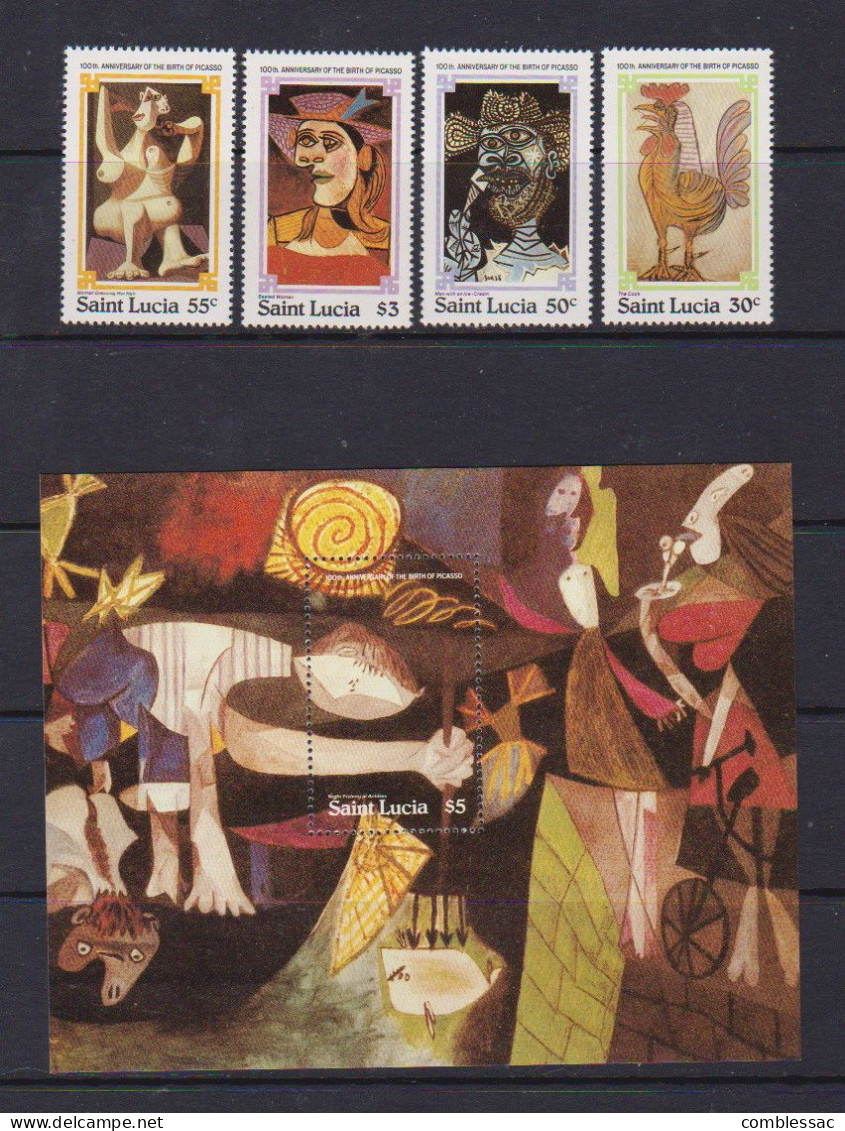 SAINT LUCIA    1981   Birth  Centenary  Of  Picasso    Set  Of  4  +  Sheetlet     MNH - St.Lucia (1979-...)