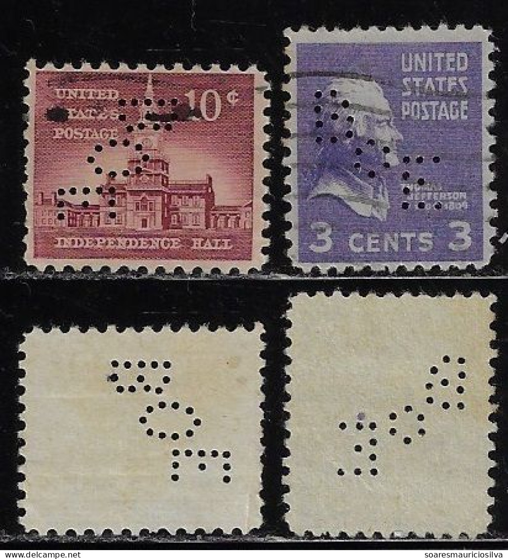 USA United States 1908/1983 2 Stamp With Perfin BOE And BoE By Board Of Education From Chicago Lochung Perfore - Perforados