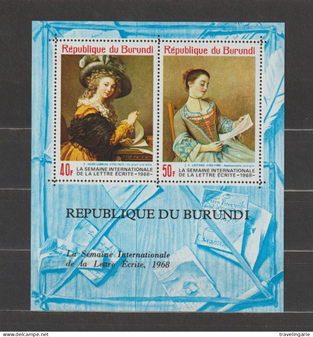 Burundi 1968 International Week Of The Written Letter S/S MNH/** - Blokken & Velletjes