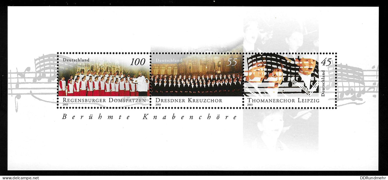 2003 Knabenchöre  Michel DE BL61 Stamp Number DE 2231 Yvert Et Tellier DE BF60 Stanley Gibbons DE MS3199 Xx MNH - 2001-2010