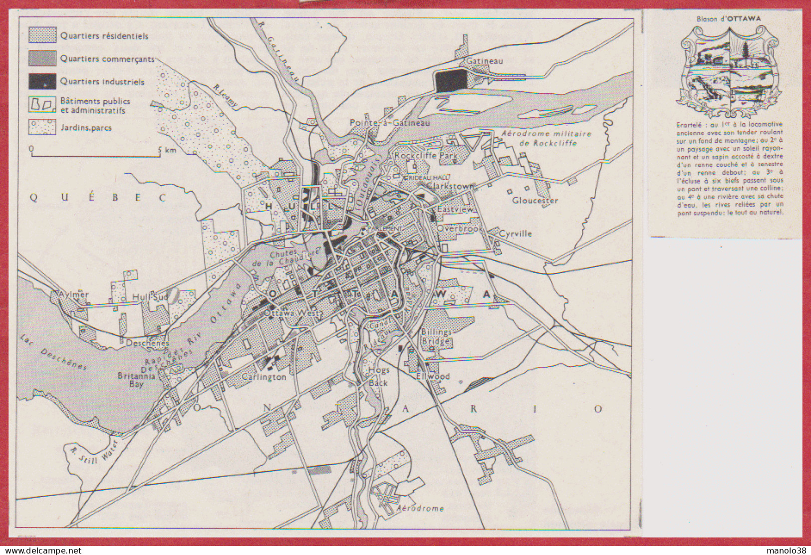 Plan D' Ottawa. Blason. Canada. Larousse 1960. - Historische Documenten