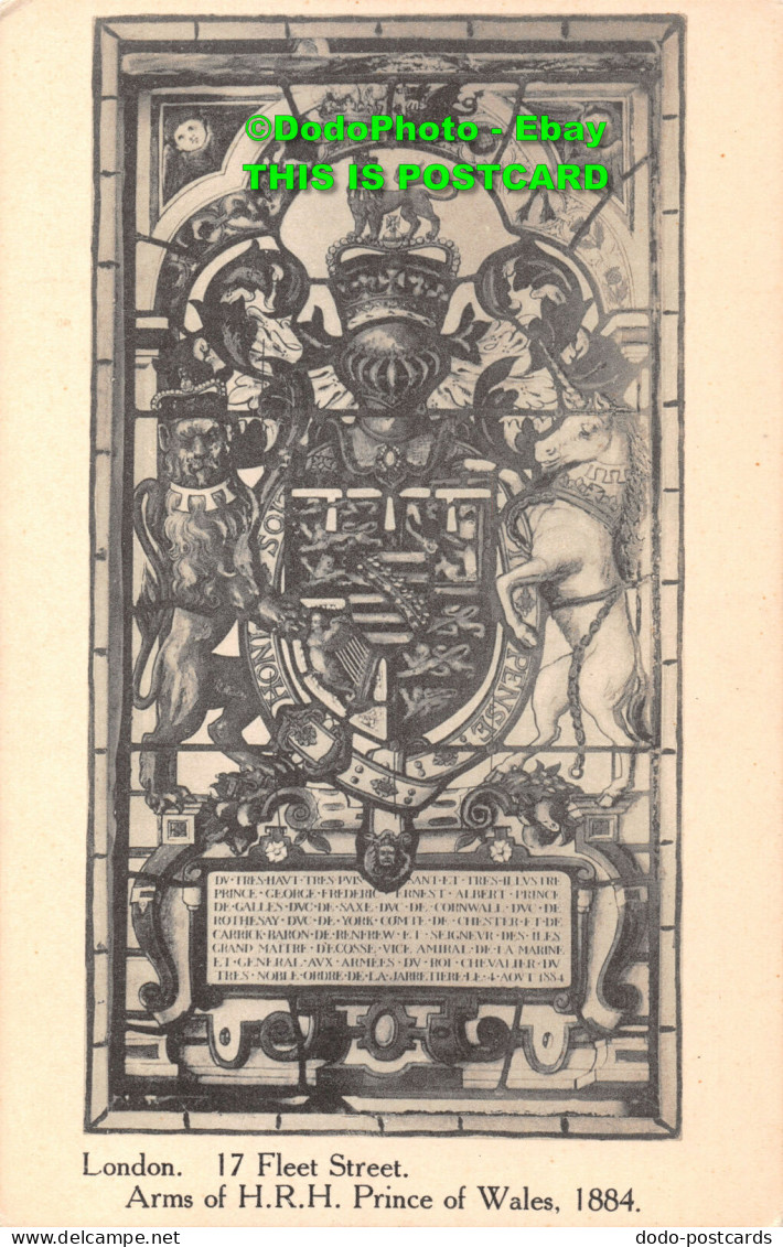 R359484 London. 17 Fleet Street. Arms Of H. R. H. Prince Of Wales. 1884. Histori - Andere & Zonder Classificatie