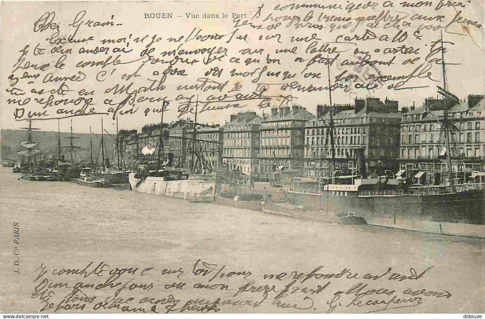 76 - Rouen - Vue Dans Le Port - Bateaux - Précurseur - CPA - Oblitération Ronde De 1903 - Etat Froissures Visibles - Voi - Rouen