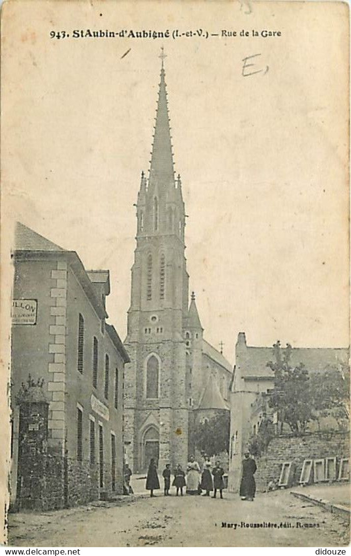 35 - Saint Aubert D'Aubigné - Rue De La Gare - Animée - Correspondance - Voyagée En 1916 - CPA - Voir Scans Recto-Verso - Altri & Non Classificati