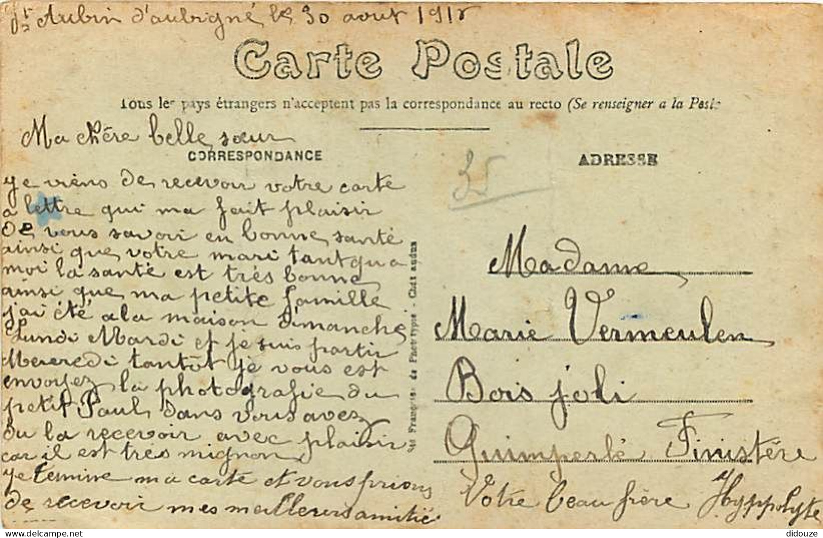 35 - Saint Aubert D'Aubigné - Rue De La Gare - Animée - Correspondance - Voyagée En 1916 - CPA - Voir Scans Recto-Verso - Andere & Zonder Classificatie