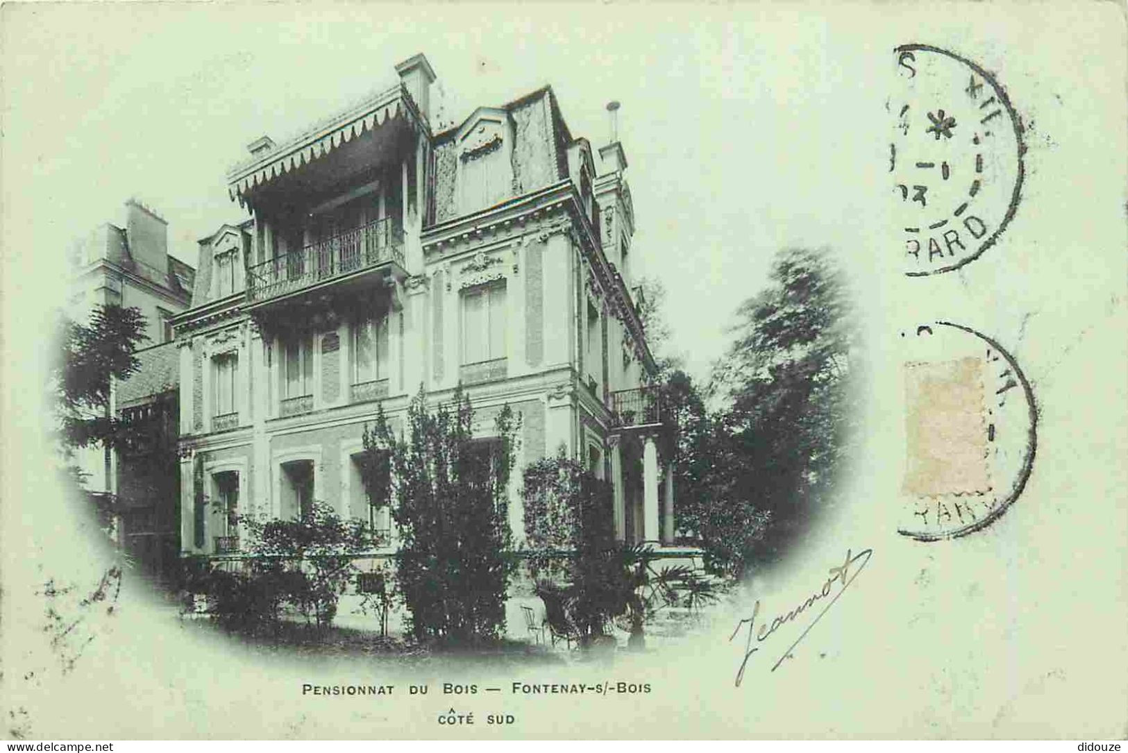 94 - Fontenay Sous Bois - Pensionnat Du Bois - Coté Sud - Précurseur - CPA - Oblitération Ronde De 1903 - Voir Scans Rec - Fontenay Sous Bois