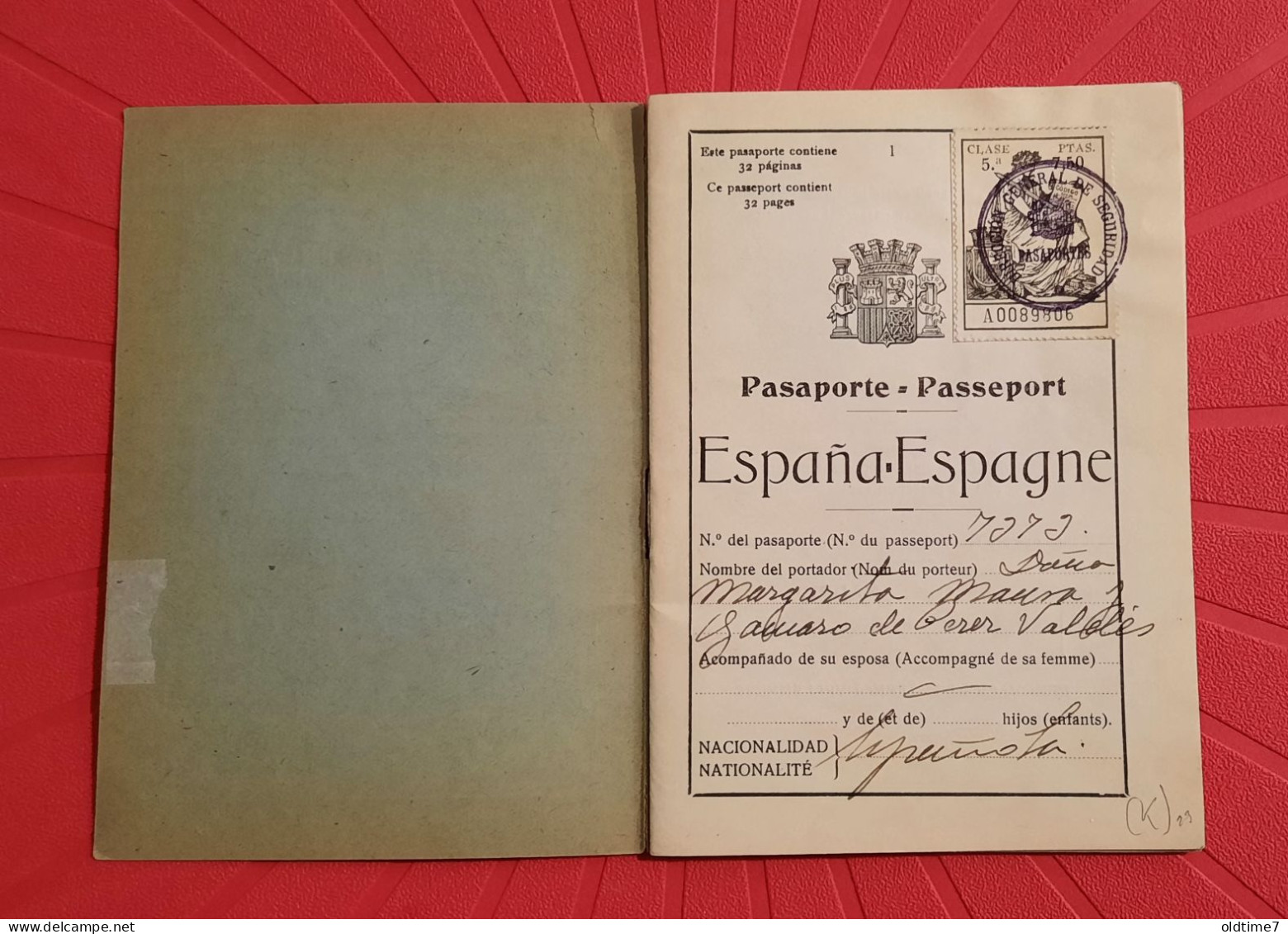 Spain Republic Pasaporte 1934 Passport, Passeport, Reisepass Antonio Maura - Documents Historiques