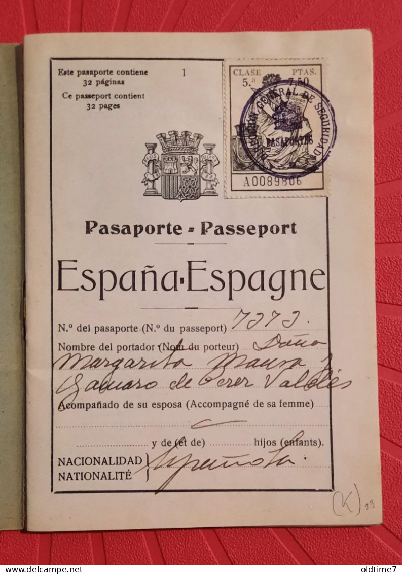 Spain Republic Pasaporte 1934 Passport, Passeport, Reisepass Antonio Maura - Documents Historiques