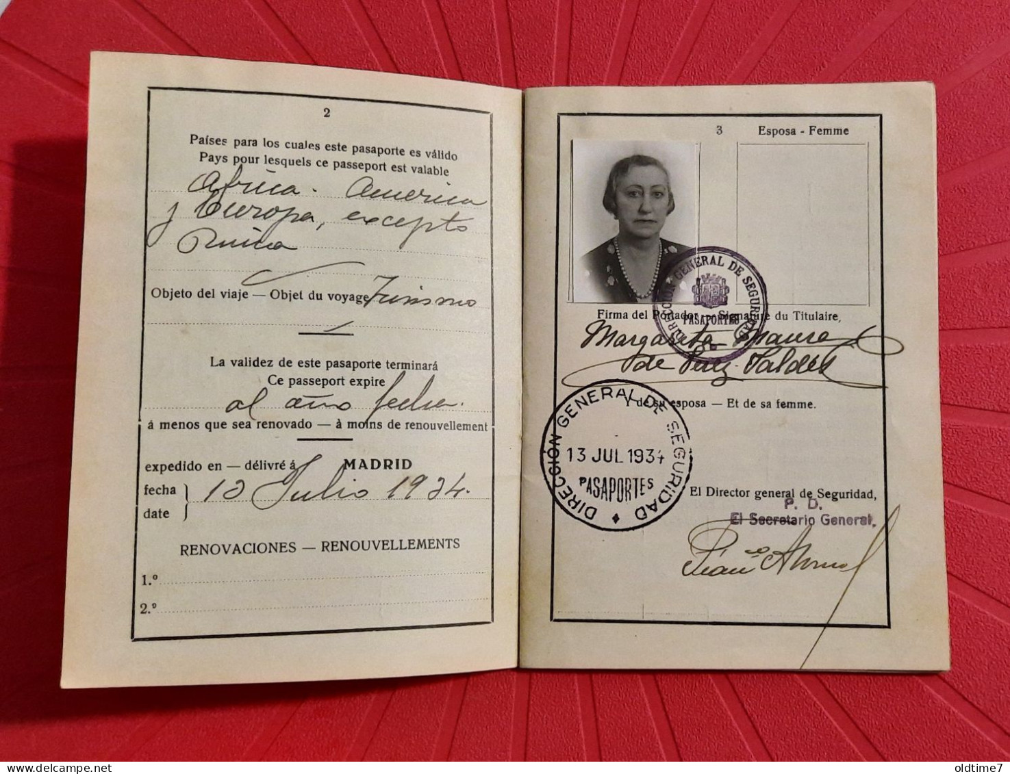 Spain Republic Pasaporte 1934 Passport, Passeport, Reisepass Antonio Maura - Documentos Históricos