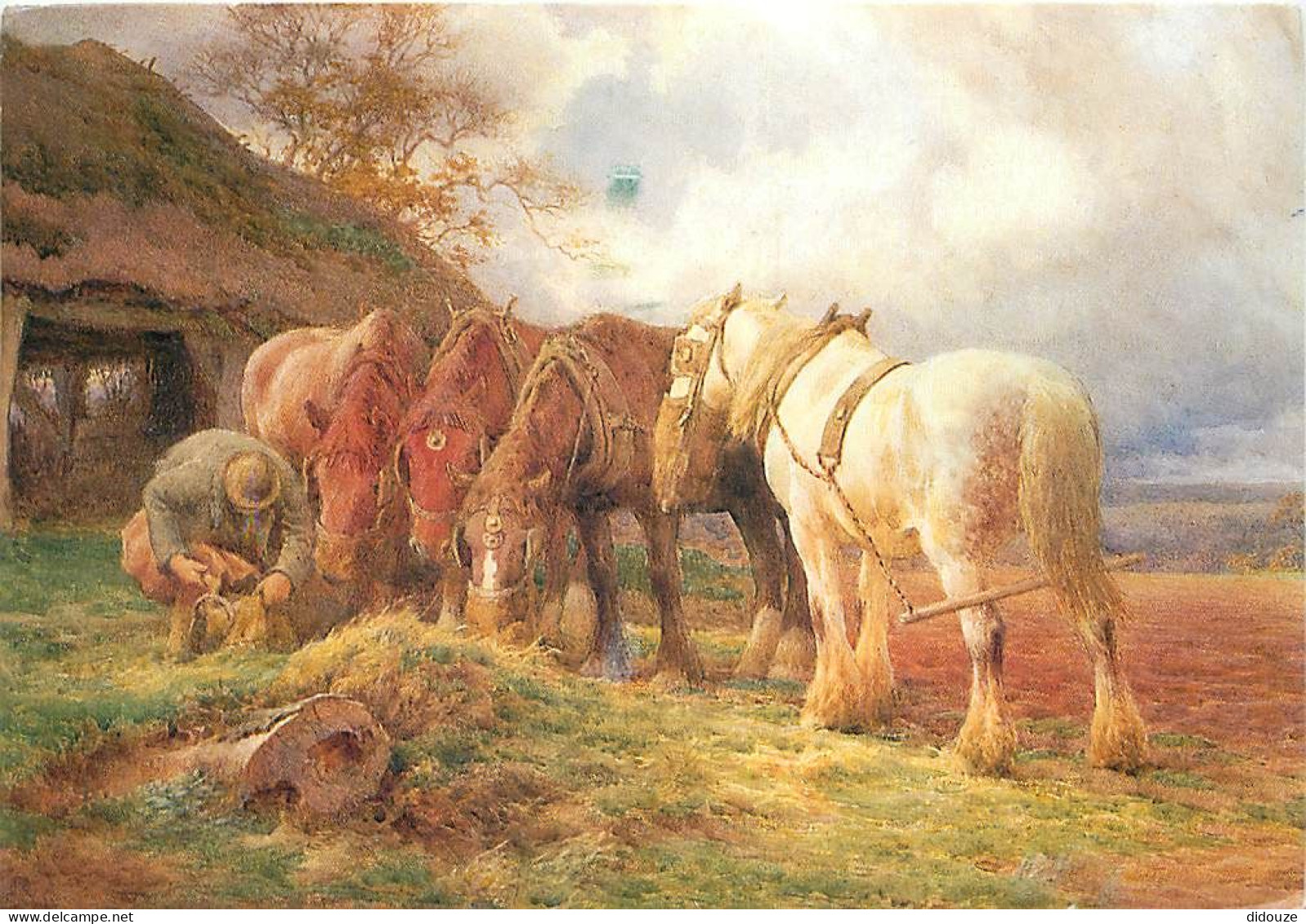 Format Spécial - 170 X 116 Mms - Animaux - Chevaux - Art Peinture - Chevaux De Trait - Paysans - Frais Spécifique En Rai - Horses