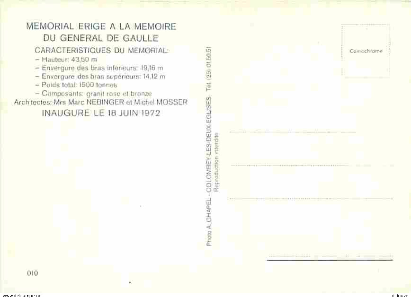 52 - Colombey Les Deux Eglises - Mémorial Du Général De Gaulle - Croix De Lorraine - Carte Neuve - CPM - Voir Scans Rect - Colombey Les Deux Eglises