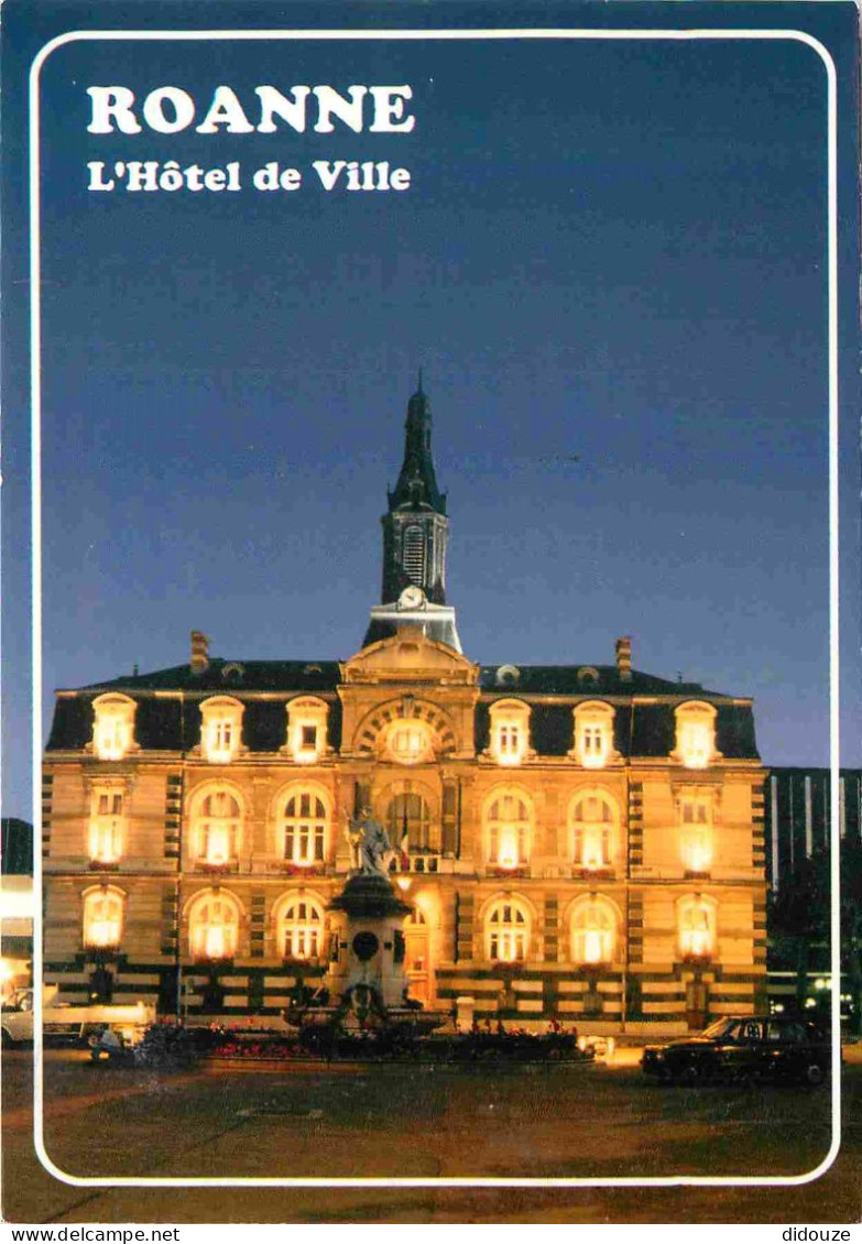 42 - Roanne - Hotel De Ville - Vue De Nuit - CPM - Flamme Postale - Voir Scans Recto-Verso - Roanne