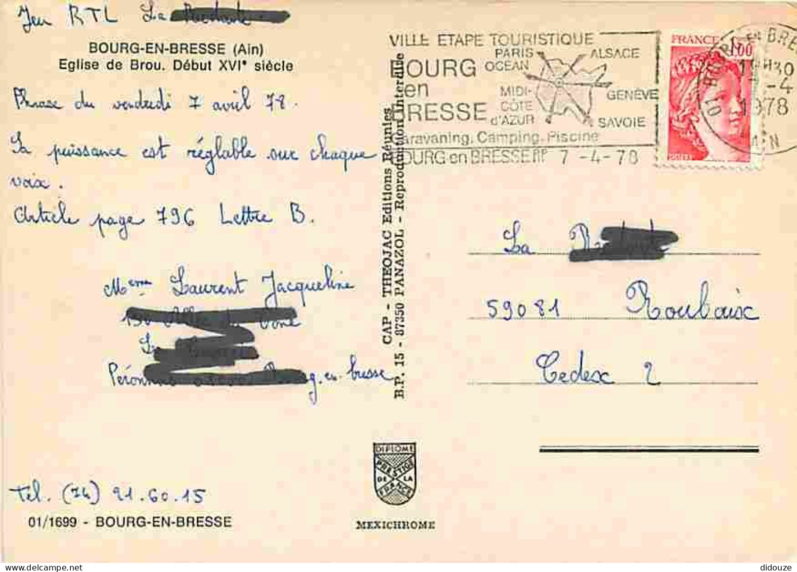 01 - Bourg En Bresse - Eglise De Brou - Fleurs - Flamme Postale - CPM - Voir Scans Recto-Verso  - Eglise De Brou