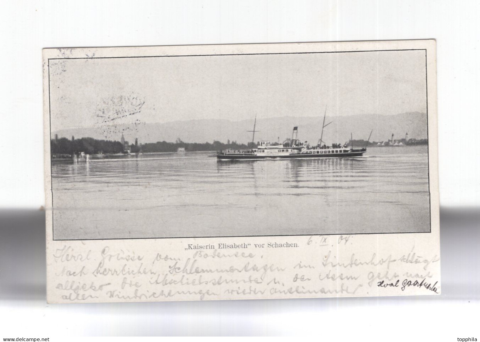 1904 Dt. Reich Photokarte  Bodensee Schifffahrt Dampfer Kaiserin Elisabeth Vor Schachen - Paquebots