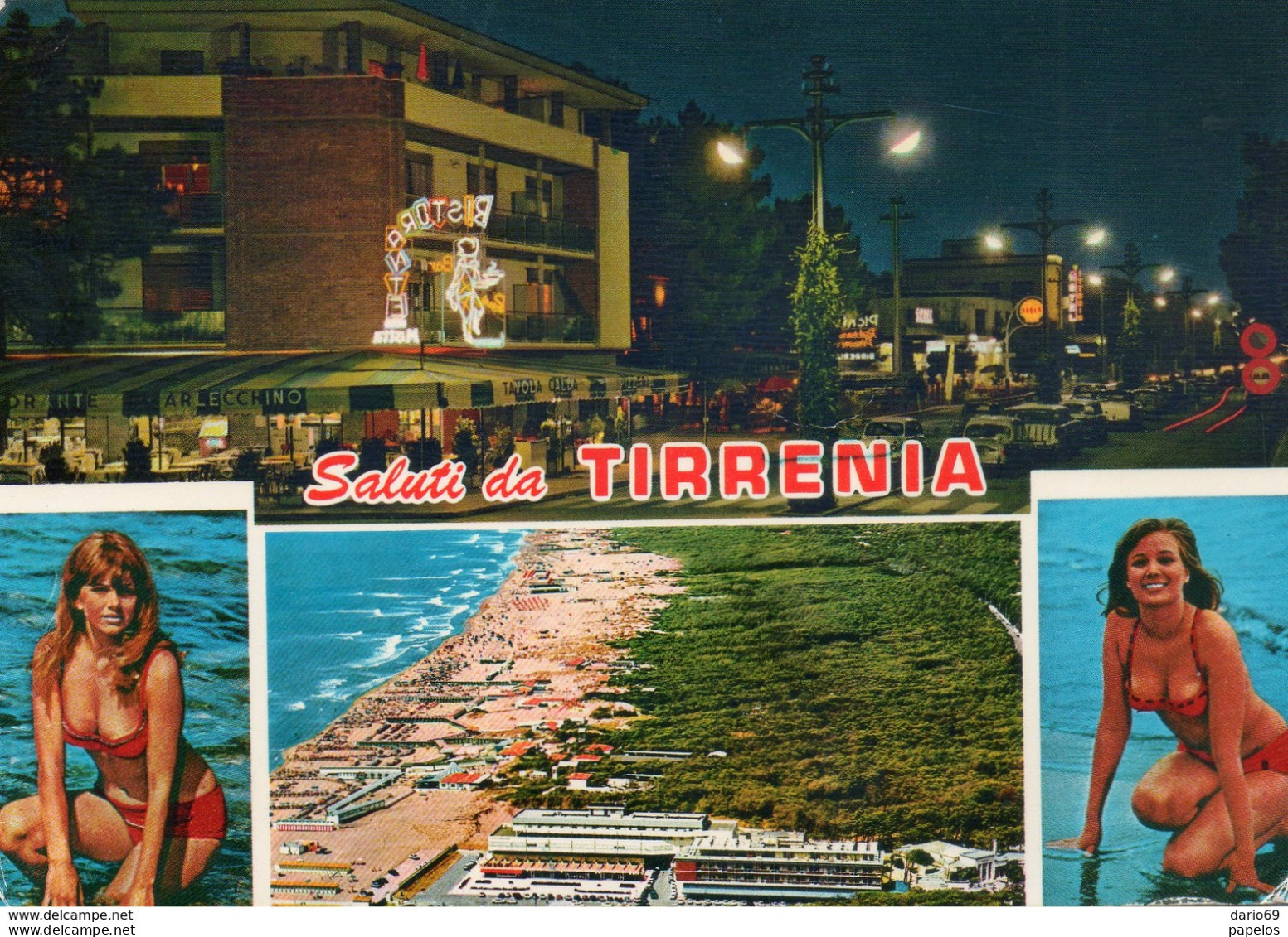 1971  CARTOLINA  CON ANNULLO  TIRRENIA  + TARGHETTA - 1971-80: Marcophilia